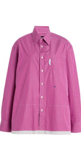 HOMMEGIRLS HOMMEGIRLS - Striped Cotton Mini Shirt Dress - Pink - M