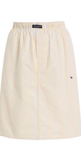 HOMMEGIRLS HOMMEGIRLS - Striped Cotton Oxford Boxer Skirt - Yellow - S