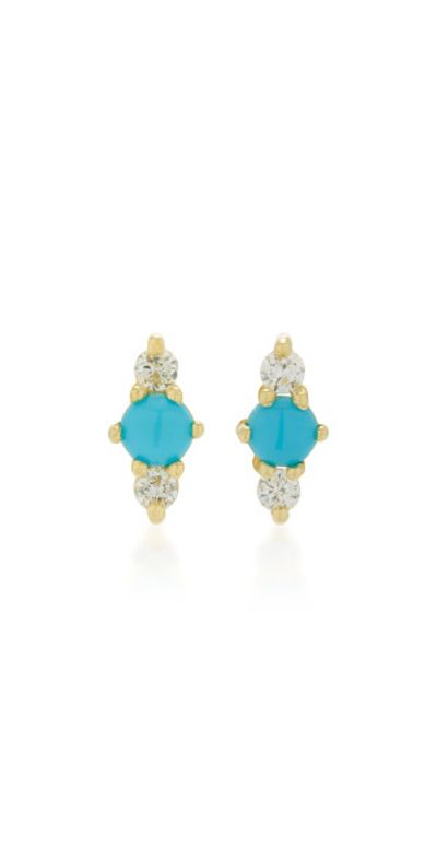 ILA ILA - Hanley 14K Gold Turquoise and Diamond Earrings - Blue - OS - Gifts For Her