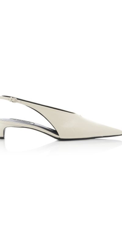 Jil Sander Jil Sander - Leather Slingback Pumps - Ivory - IT 37.5 - Moda Operandi