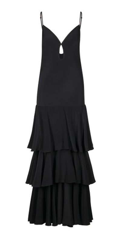 princess polly baby blue dress Johanna Ortiz - - Bird Of Night Tiered Silk Maxi Dress - Black/white - US  10