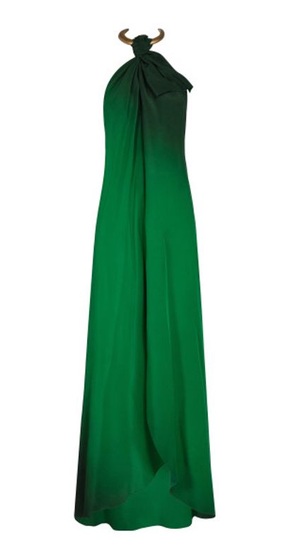 knee length dresses for ladies Green Ombre Pleated Maxi Dress main image 1