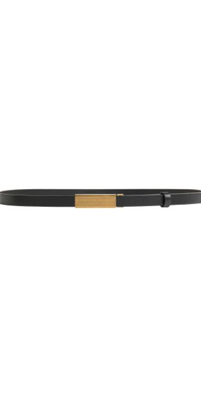 Khaite Khaite - Empire Belt - Antique Gold (15Mm) - Black - 85 cm
