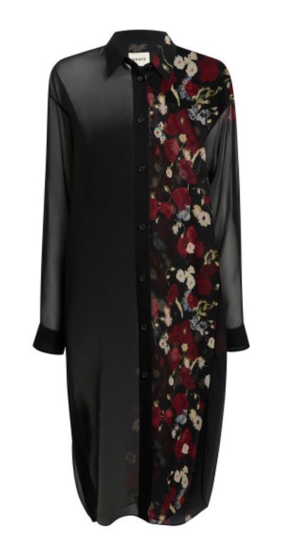 sachin and babi light blue dress Silk Laundry CHIFFON TIERED SHIRT DRESS - BLACK main image 1