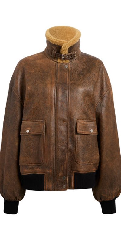 Khaite Khaite - Sandor Bomber Leather Jacket - Brown - US 6