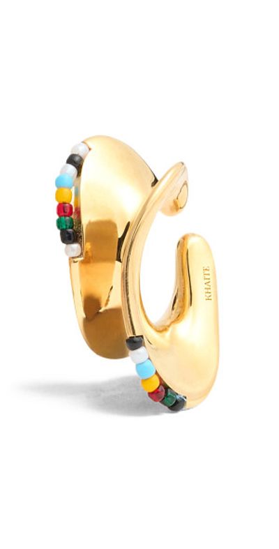 Khaite Shadow Beaded 18K Gold-Plated Right Ear Cuff Gold
