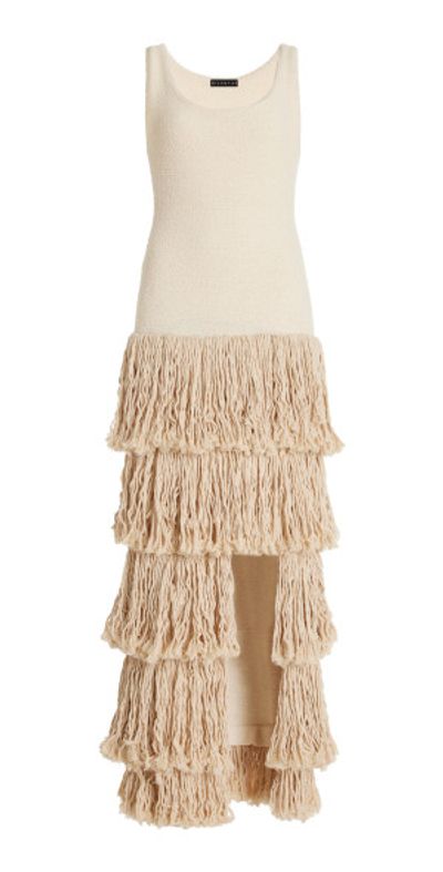 knee length dresses for ladies Scala 61328 Long Prom Fringe Gown – The Dress Outlet main image 1