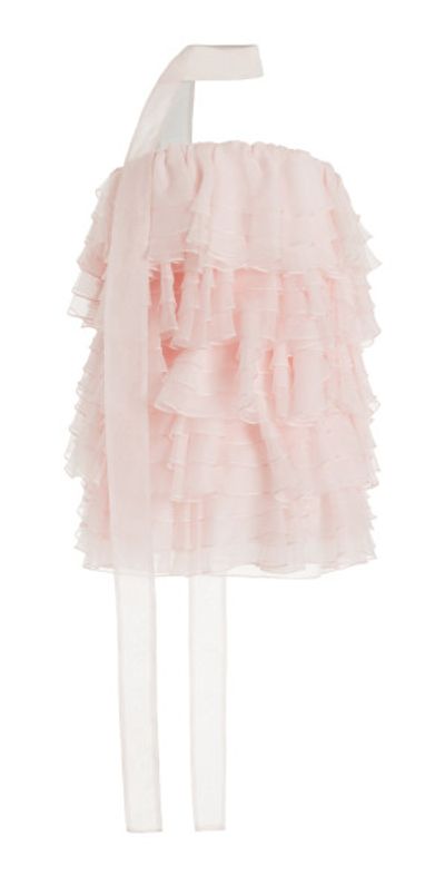laquan smith pink dress LAQUAN SMITH Asymmetrical Mini Dress With Ruffle Detail in Pink