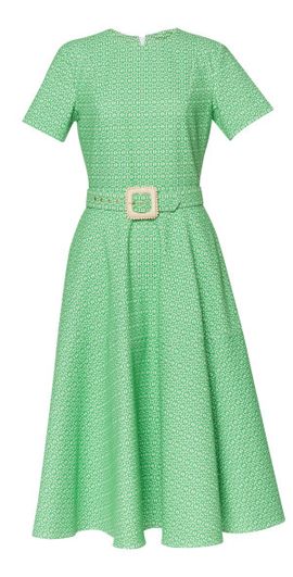 Lena Hoschek Lena Hoschek - Journal Belted Stretch-Cotton Dress - Lime Green - S