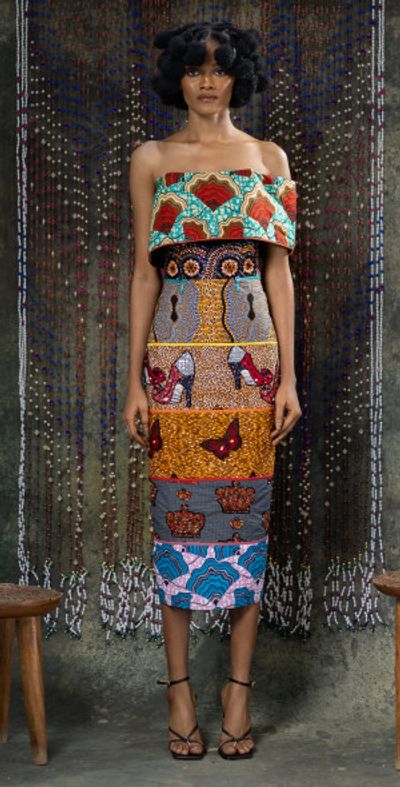 Lisa Folawiyo - - Embellished Ankara Cotton Midi Dress - Multi - UK 16 -  Moda Operandi