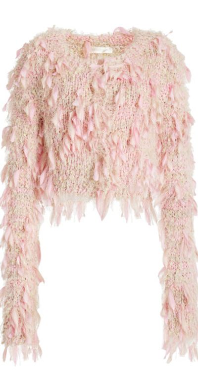LoveShackFancy Carol Shaggy Cardigan Pink S Moda Operandi