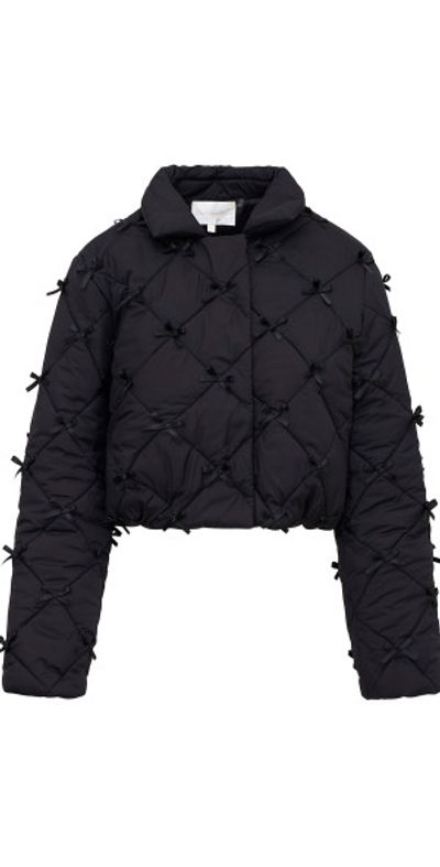 LoveShackFancy Kasey Bow-Detailed Technical Puffer Jacket
