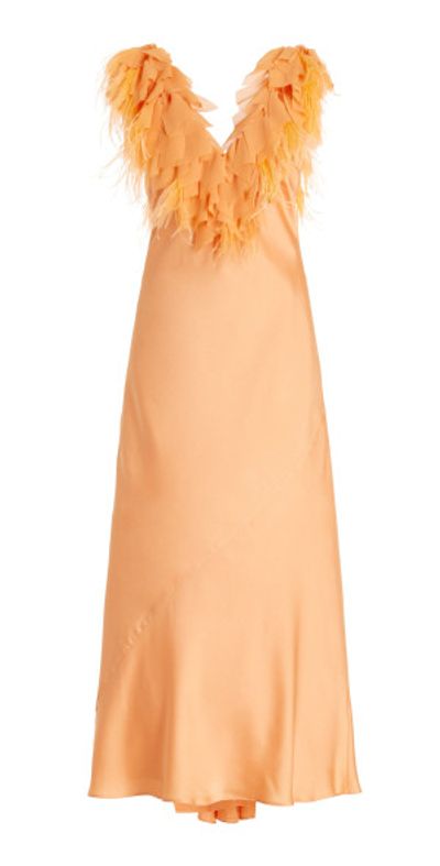 LoveShackFancy - - Manota Feather-Trimmed Satin Gown - Orange - US 2 - Moda Operandi LoveShackFancy - - Manota Feather-Trimmed Satin Gown - Orange - US 2 - Moda Operandi