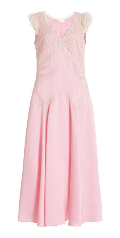 provencia silk maxi dress LoveShackFancy - - Provencia Lace Silk Midi Dress - Pink - US 10