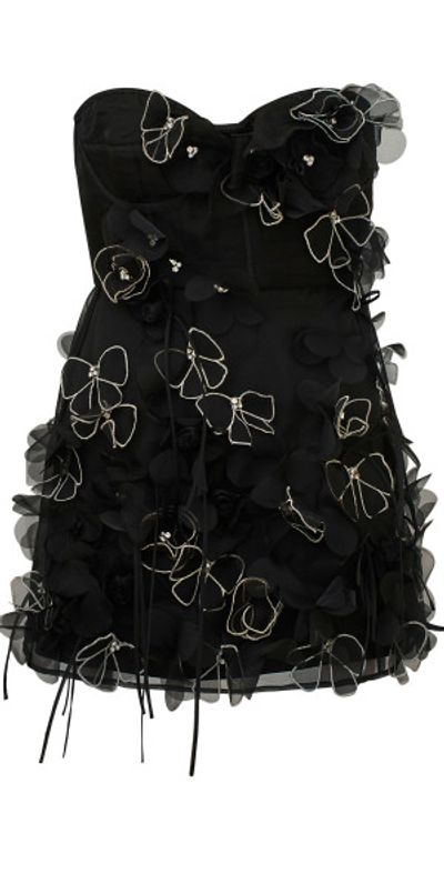 alice and olivia black slip dress Shimmering Twilight Embellished Mini Dress in Black M / Black