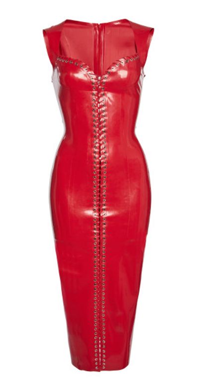 open lace back dress Elora Red Gown Ankle Strapless Boned Bodice main image 1