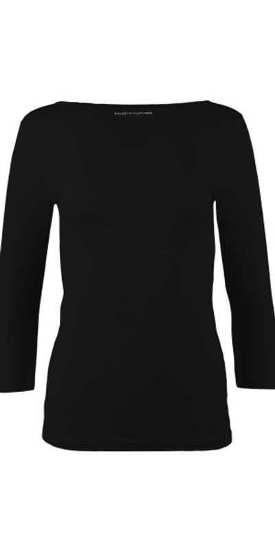 Majestic Filatures Soft Touch Boatneck Top Black