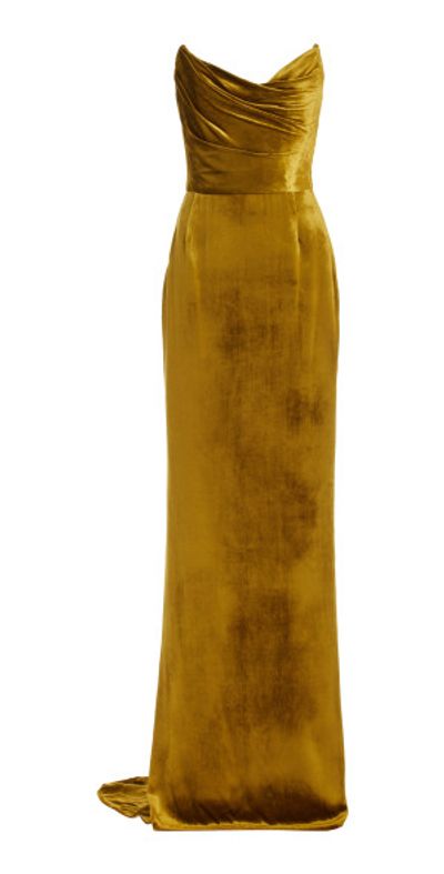 Marchesa - - Draped Silk-Velvet Gown - Gold - US 2 - Moda Operandi Marchesa - - Draped Silk-Velvet Gown - Gold - US 2 - Moda Operandi