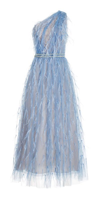 strapless open back dress Scuba One Shoulder Column Dress with Pleated Ruffle Flower – Camille La Vie