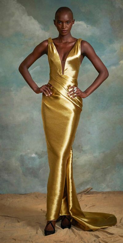 gold color maxi dresses Maxi Long Gold Lace Halter Formal Prom Evening Dress EN5612 Size 8 / Gold