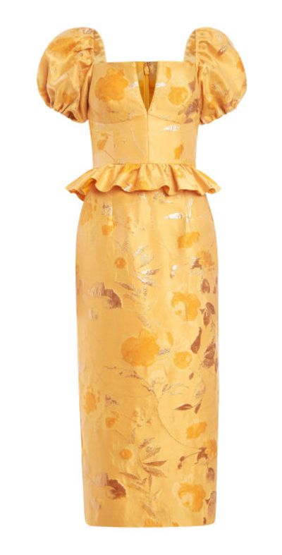 green emerald velvet dress Yolanda Gold Brocade Column Gown  Markarian