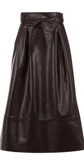 Martin Grant Martin Grant - Leather A-line Midi Skirt - Brown - FR 38