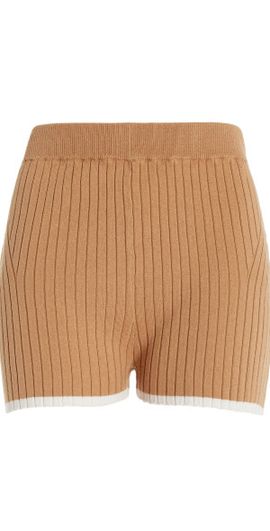 Matthew Bruch Matthew Bruch - Ribbed-Knit Cotton-Blend Mini Shorts - Brown - 2