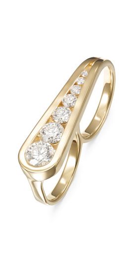 Melissa Kaye Melissa Kaye - 18k Yellow Gold Daphne Joy Two-Finger Ring - Gold - 7-8 - Gifts For Her