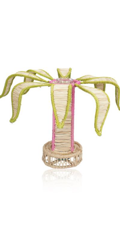Mercedes Salazar Mercedes Salazar - Pink Palm Small Candle Holder - Multi - Moda Operandi