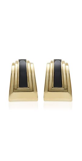 MÉGA MÉGA  - Exclusive Sunset Strip Enameled 14K Gold Vermeil Earrings - Black - OS - Gifts For Her