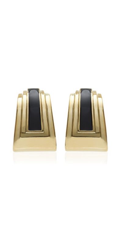 MÉGA MÉGA  - Exclusive Sunset Strip Enameled 14K Gold Vermeil Earrings - Black - OS - Gifts For Her