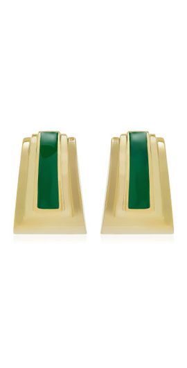 MÉGA MÉGA  - Exclusive Sunset Strip Enameled 14K Gold Vermeil Earrings - Green - OS - Gifts For Her