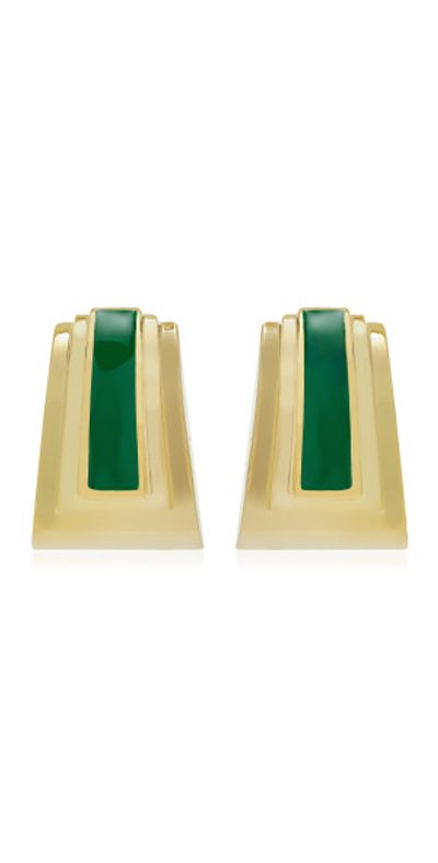 MÉGA MÉGA  - Exclusive Sunset Strip Enameled 14K Gold Vermeil Earrings - Green - OS - Gifts For Her