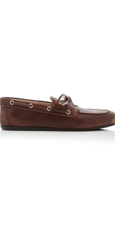 Miu Miu Miu Miu - Lace-Up Leather Boat Shoes - Brown - IT 37.5