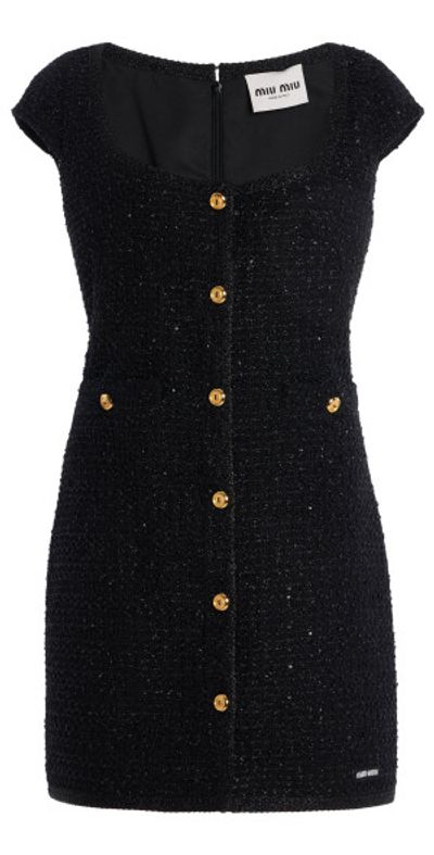 Miu Miu Miu Miu - Lamé-Bouclé Tweed Mini Dress - Black - IT 40
