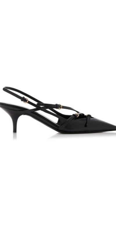 Miu Miu Miu Miu - Leather Slingback Pumps - Black - IT 37 - Moda Operandi