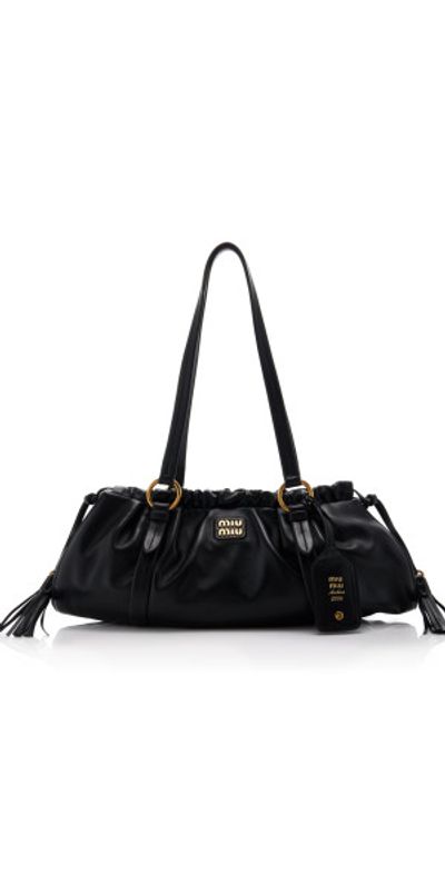 Miu Miu Miu Miu - Miuarchive Leather Shoulder Bag - Black - OS