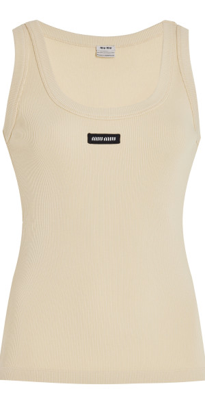 Miu Miu - - Ribbed Cotton Tank Top - Neutral - L