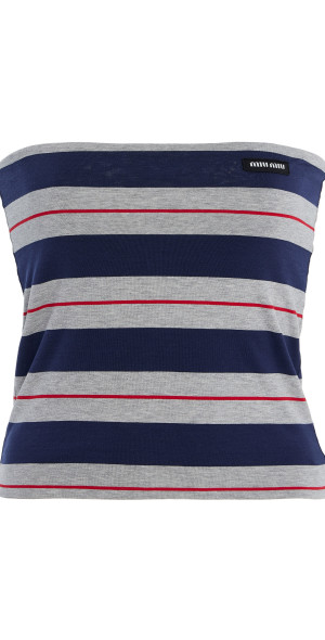 Miu Miu - - Strapless Striped Cotton-Jersey Top - Multi - XS