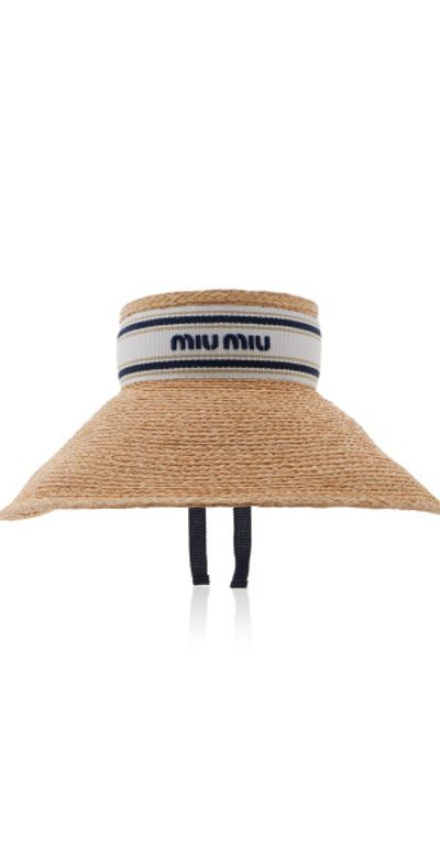Miu Miu - - Wide Woven Raffia Visor - Neutral - L - Moda  display picture 2