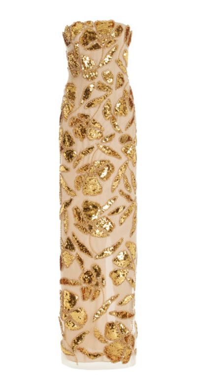 monique lhuillier gold dress Monique Lhuillier