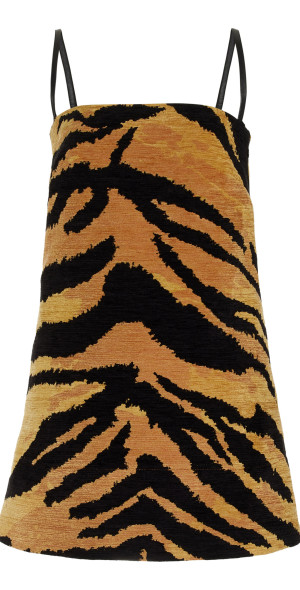 Oscar de la Renta Chenille Tiger Jacquard Mini Dress Animal US 0 Moda Operandi