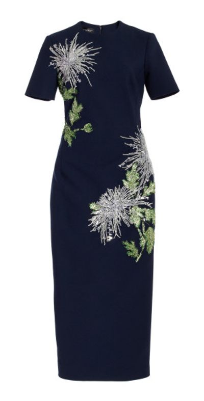 knee length dresses for ladies Felicia Embroidered Midi Dress Navy – Your Favourite Dresses main image 0