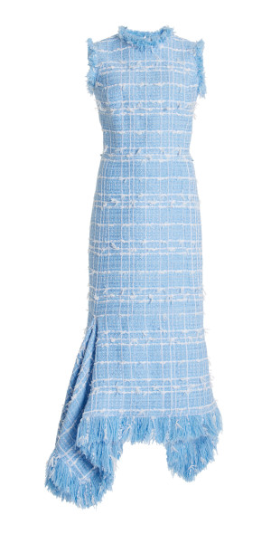 Oscar de la Renta - - Draped Ribbon Tweed Midi Dress - Blue - US 8