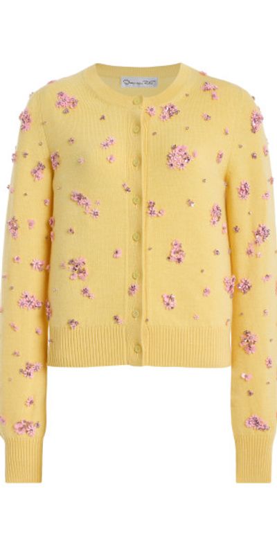 Oscar de la Renta Oscar de la Renta - Embellished Wool Cardigan - Yellow - S