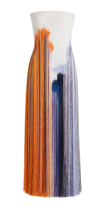 Oscar de la Renta Fringe-Detailed Cocktail Midi Dress Multi