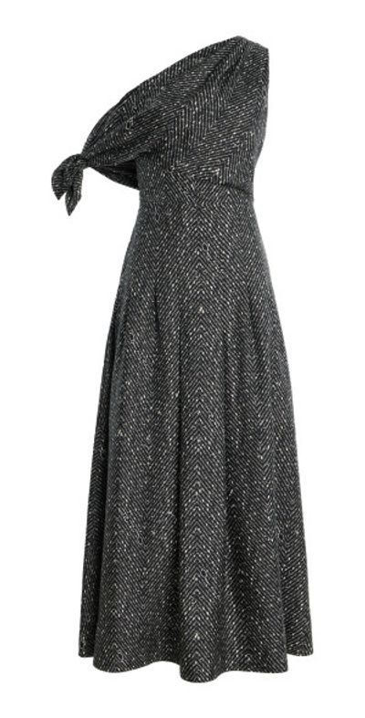 Oscar de la Renta Oscar de la Renta - One-Shoulder Silk-Twill Maxi Dress - Dark Grey - US 10