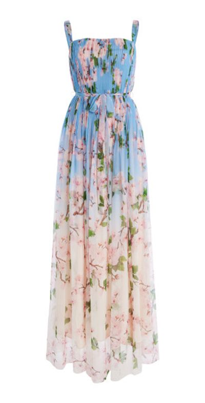 Oscar de la Renta Oscar de la Renta - Pleated Silk Chiffon Gown - Light Blue - US 6