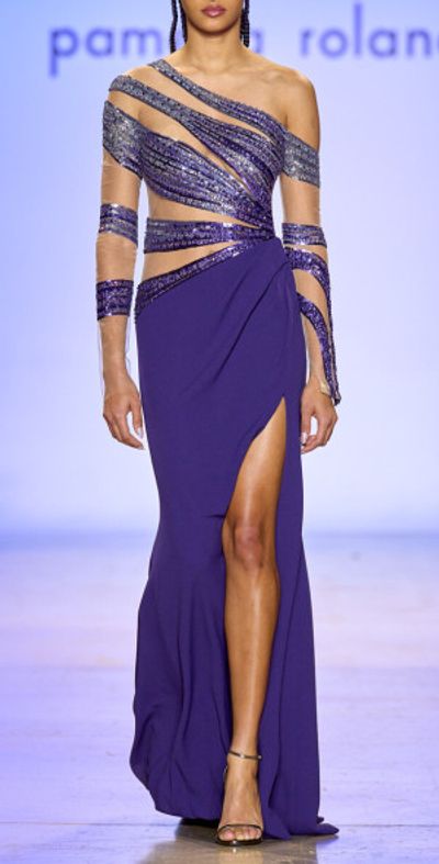 Pamella Roland - - Embroidered Tulle And Crepe Gown - Blue - US 6 - Moda  Operandi