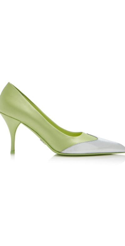 Prada Prada - Leather-Tipped Satin Pumps - Green - IT 36
